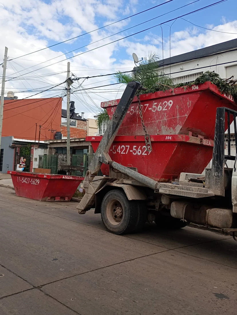 Camión con volquetes cargados de ramas y restos de poda en Zona Norte